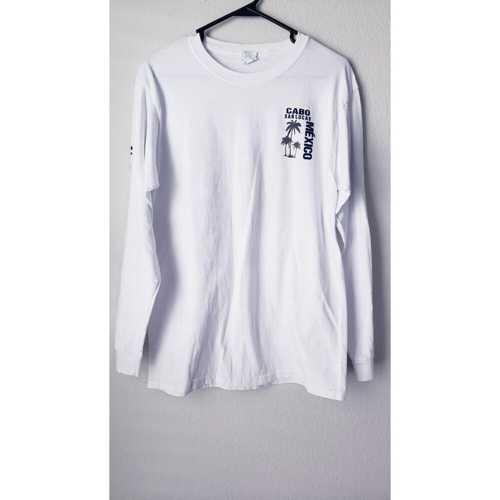 YAZBEK Womens Small White Long Sleeve Tee T-Shirt Cabo San Lucas Mexico
